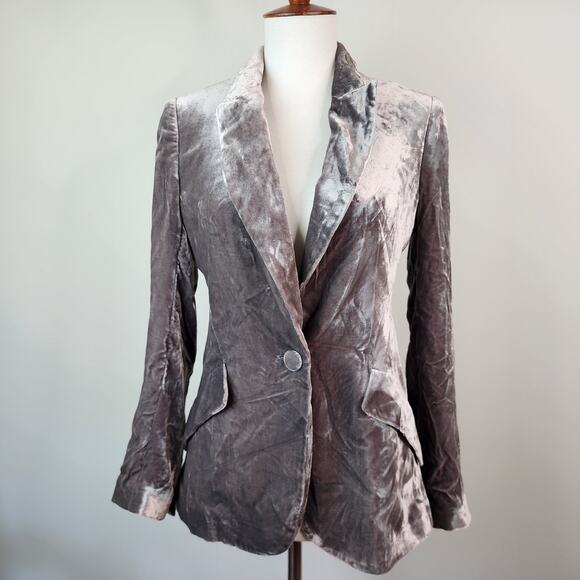 L'Agence Chamberlain Velvet Blazer Size 0 Gray Button Jacket - Picture 7 of 10